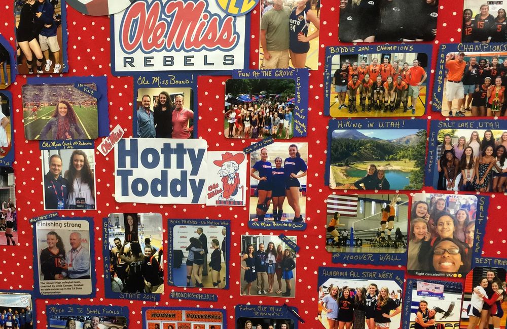Photo board celebrating a college volleyball career